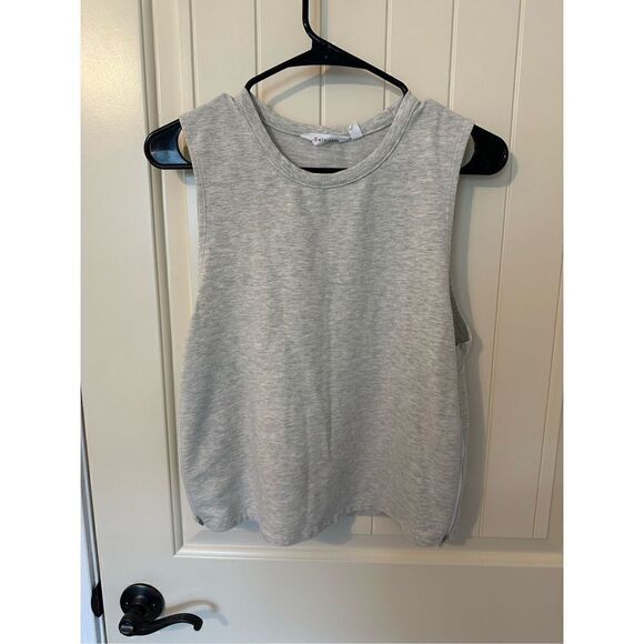 Athleta Side Zip Mesh Gray Muscle Workout Active Women’s Tank Top Size S - Picture 4 of 10